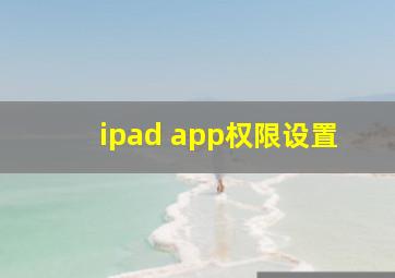 ipad app权限设置